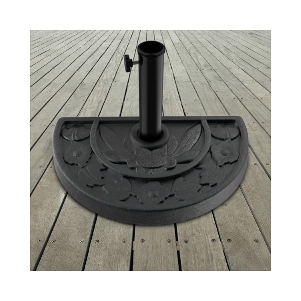 Nature Spring Half Round Umbrella Holder, 20-pound Weighted Freestanding Resin, Concrete Shade Base, Outdoor Use 584564HWY - main
